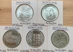 Nederland, zilver Beatrix vijf zilveren tientjes, Postzegels en Munten, Ophalen of Verzenden, Koningin Beatrix, Zilver