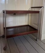 Vintage teak thee trolly serveer bar buffet wagen bar, Huis en Inrichting, Tafels | Sidetables, Ophalen, Zo goed als nieuw, 25 tot 50 cm
