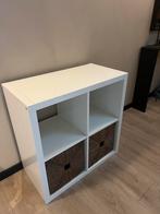 Ikea KALLAX 4 vaks kastje HOOGGLANS WIT incl 2 manden, Huis en Inrichting, Kasten | Wandmeubels, Ophalen, Zo goed als nieuw, Minder dan 150 cm