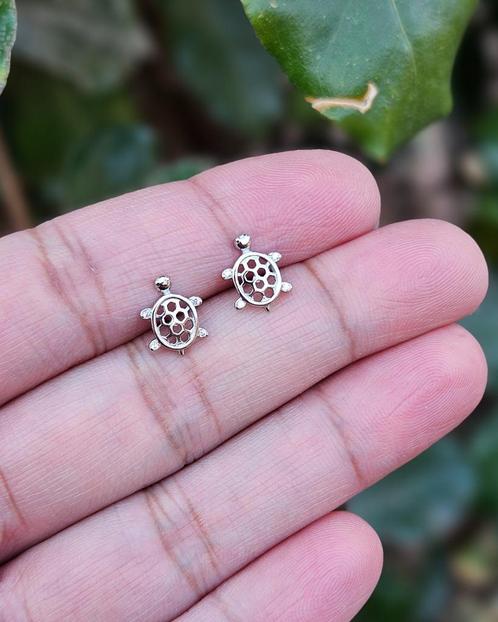 Schildpad Oorbellen Pickle - Echt Zilver, Sieraden, Tassen en Uiterlijk, Oorbellen, Nieuw, Knopjes of Stekers, Zilver, Zilver
