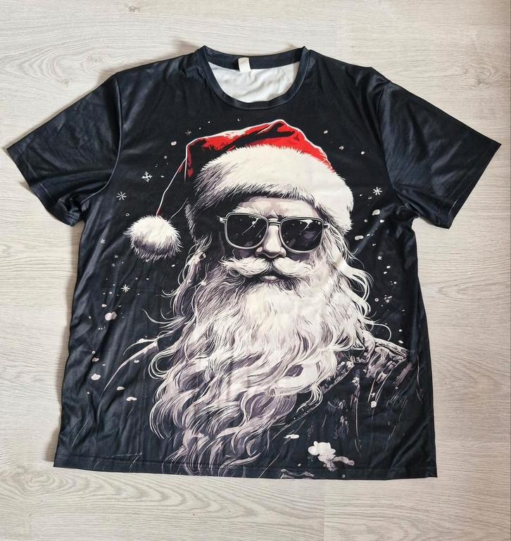 Kerst T-shirt XXXL valt als XXL Coole Kerstman, Kleding | Heren, T-shirts, Zo goed als nieuw, Overige maten, Zwart, Ophalen of Verzenden