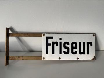Emaille reclamebord Friseur Kapper Barbier (reclamebord) beschikbaar voor biedingen