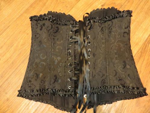 Zwart sier over corset met glanzend paisleyprint mt xl 42, Kleding | Dames, Ondergoed en Lingerie, Body of Korset, Zwart, Ophalen of Verzenden