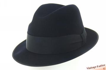 Vintage Gleufhoed Melton en Co. donker blauw vilt maat 57  beschikbaar voor biedingen