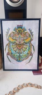 Egyptische scarabee tekening gekleurd., Antiek en Kunst, Ophalen
