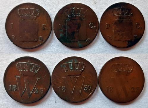 Centen 1823B, 1828B en 1837, Postzegels en Munten, Munten | Nederland, Setje, 1 cent, Koning Willem III, Verzenden