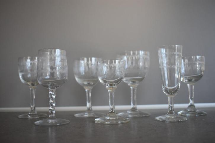 Copier Leerdam glas glaasjes art deco borrel borralglaasjes, Antiek en Kunst, Antiek | Glas en Kristal, Ophalen of Verzenden