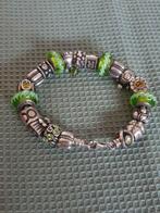 Super leuke zilveren 925 Pandora armband met charms groene, Verzenden, Zo goed als nieuw, Groen, Zilver