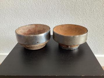 Brocante houten kaasmallen/kandelaar beschikbaar voor biedingen