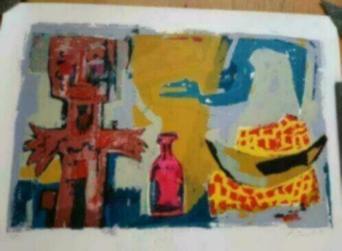 Zeefdruk John Lie a Fo (1945) Suriname regard le serpent, Antiek en Kunst, Kunst | Litho's en Zeefdrukken, Ophalen