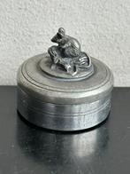Oud Tinnen tandenfee of Pillendoosje Muis decor 4 cm, Verzamelen, Overige Verzamelen, Ophalen of Verzenden, Gebruikt