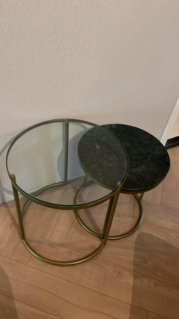 Leuke bijzettafels 2 stuks, Huis en Inrichting, Tafels | Bijzettafels, Zo goed als nieuw, Rond, 45 tot 60 cm, Minder dan 55 cm