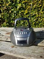 vintage draagbare radio cd cassettedeck zilver grijs, Ophalen of Verzenden, Zo goed als nieuw, Overige merken, Met radio