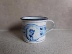 Emaille Mok 8,5x7,5 cm. Boer Blauw Wit Handpainted, Ophalen of Verzenden
