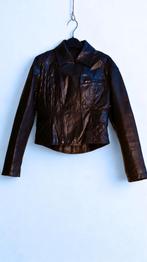 Stefanel Zwart Leren Biker Jack (Echt Leer) - Maat 38/M, Maat 38/40 (M), Verzenden, Zwart, Zo goed als nieuw