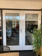Twee openslaande deuren  Dubbel glas breed  1.87 hoog 1.98, Gebruikt, Deurkozijn, 150 tot 225 cm, Hout