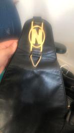 Zwarte vintage echt leer tas Nouchka letter N mooi chique, Ophalen of Verzenden, Gebruikt, Zwart, Handtas