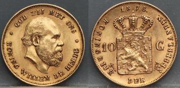 Mooi gouden tientje 1875 - 10 gulden 1875 goud Willem 3 beschikbaar voor biedingen
