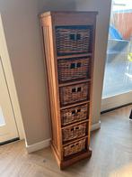 Teak kastje met rieten mandjes, Minder dan 50 cm, Gebruikt, 100 tot 150 cm, Teakhout