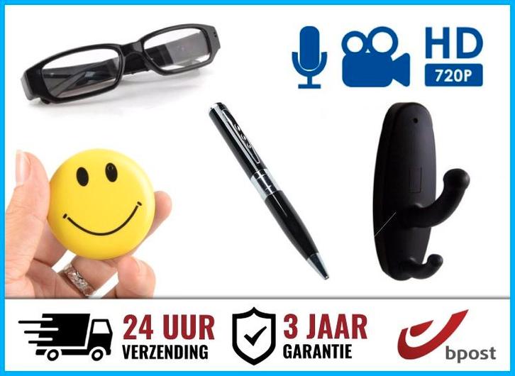 4K Spy Verborgen Beveiliging Spion Camera's Bril Wekker Pen, Audio, Tv en Foto, Videobewaking, Nieuw, Binnencamera, Verzenden