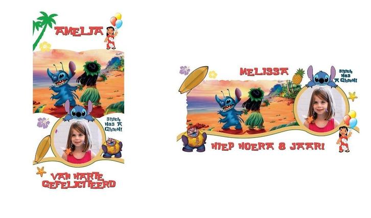 Lilo & Stitch muurposter deurposter met naam & foto 120x60, Verzamelen, Posters, Nieuw, Film en Tv, Deurposter of groter, Rechthoekig Liggend