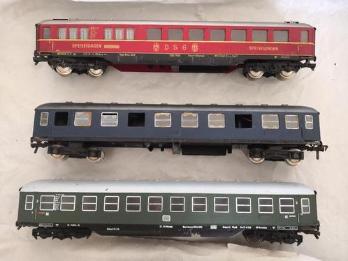 Fleischmann H0 wagon, rijtuigen 3x D -rijtuigen oa DSG, Hobby en Vrije tijd, Modeltreinen | H0, Gebruikt, Wagon, Gelijkstroom