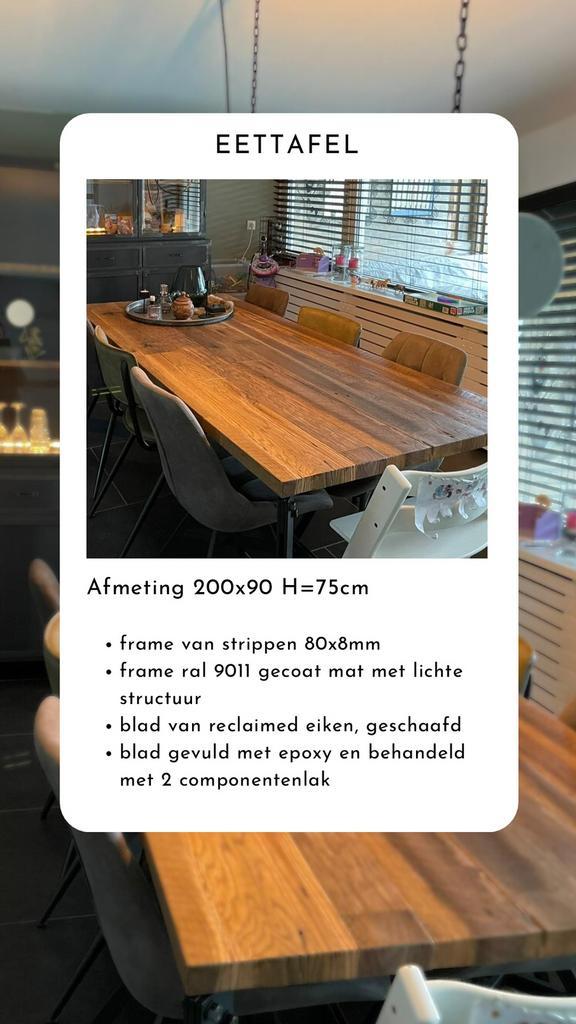 Industriële eettafel en vloerlamp, Huis en Inrichting, Tafels | Eettafels, Zo goed als nieuw, 50 tot 100 cm, Rechthoekig, Metaal