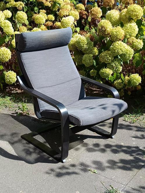Ikea Poang Relaxstoel Zwart/Antraciet, Huis en Inrichting, Stoelen, Gebruikt, Eén, Hout, Stof, Zwart, Ophalen