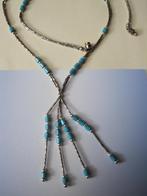 Ketting /turquoise edelsteen kraaltjes 60 cm., Zo goed als nieuw, Overige materialen, Met hanger, Verzenden