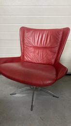 Super lekker zittende leren rode stoel van hjort knudsen, Ophalen, 50 tot 75 cm, Leer, 75 tot 100 cm