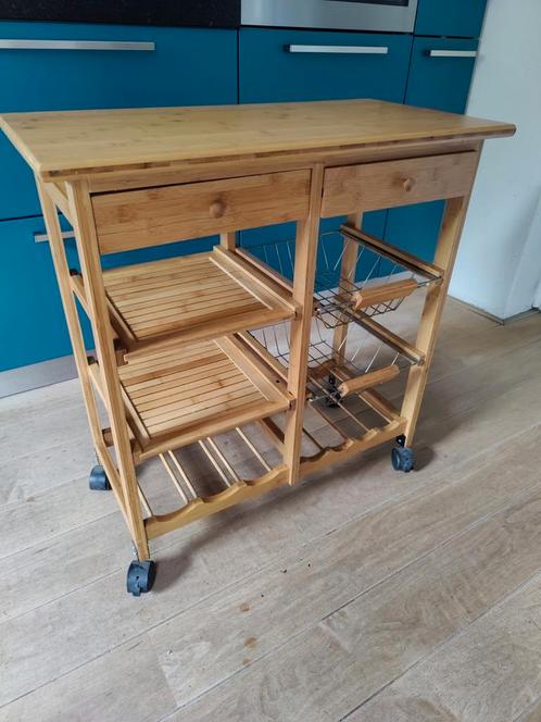 Handige keuken trolley van bamboo, Huis en Inrichting, Keuken | Keukenelementen, Zo goed als nieuw, Ophalen