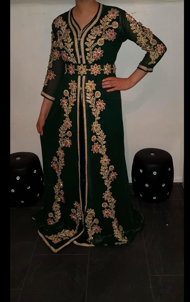 Prachtige Marokkaanse Takchita, Kleding | Dames, Gelegenheidskleding, Zo goed als nieuw, Galajurk, Maat 38/40 (M), Groen, Ophalen of Verzenden