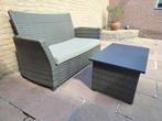 Wicker Tuinbankje met terrastafel, Ophalen, Wicker