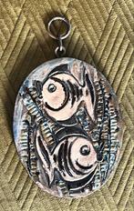 Vintage keramische wandplaat met vissen, Antiek en Kunst, Antiek | Keramiek en Aardewerk, Ophalen of Verzenden