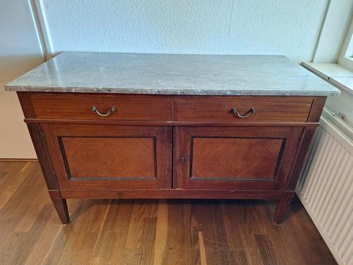 Prachtig antiek dressoir met marmeren stenen blad lades, Huis en Inrichting, Kasten | Dressoirs, Gebruikt, 100 tot 150 cm, 25 tot 50 cm