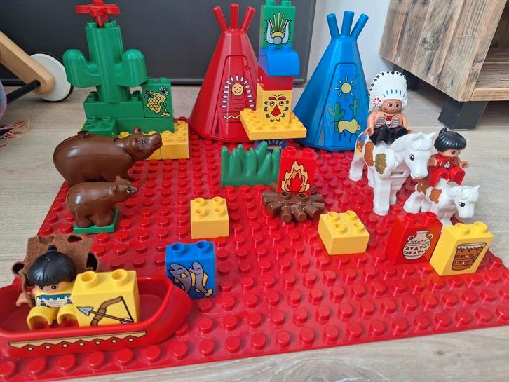 Duplo Indianen Set 2436 big chief Brown bears camp, Kinderen en Baby's, Speelgoed | Duplo en Lego, Gebruikt, Duplo, Complete set