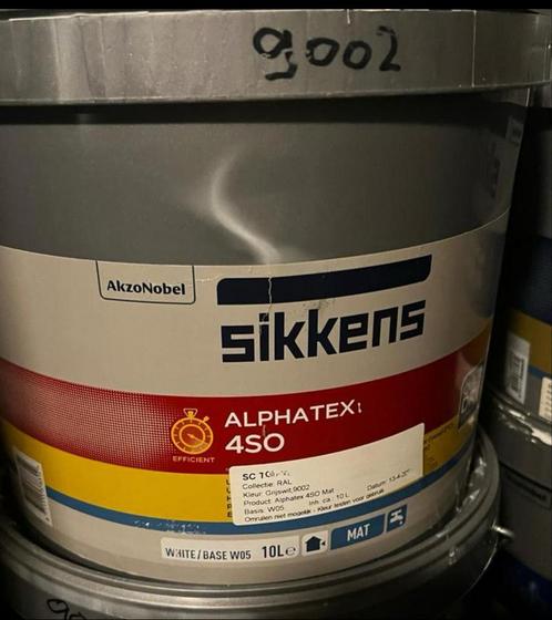 2x 10 ltr sikkens Alphatex 4SO ral 9002 foto 2 is de kleur, Doe-het-zelf en Verbouw, Verf, Beits en Lak, Zo goed als nieuw, Verf