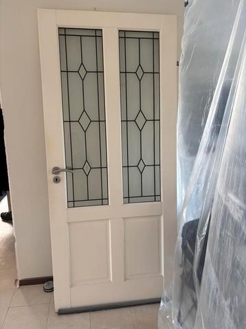 Opdekdeur met glas in lood - 212x95 cm beschikbaar voor biedingen
