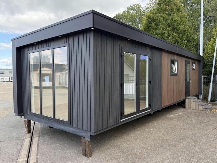 Overson Wood Chalet 11.50 x 4 Elektrisch NIEUW, Caravans en Kamperen, Stacaravans, tot en met 4
