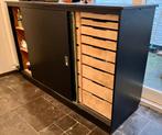 Stoere industriële eikenhouten kast met vakken en lades, Ophalen, Gebruikt, 5 laden of meer, 100 tot 150 cm