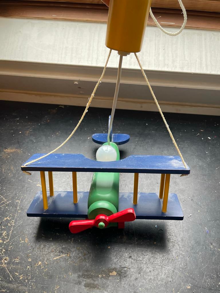 Houten Vliegtuig Mobiel lamp, Ophalen of Verzenden, Gebruikt, Jongen of Meisje