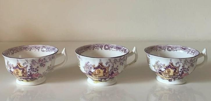 3 antieke kopjes Shore, Coggins & Holt, Antiek en Kunst, Antiek | Servies los, Ophalen of Verzenden