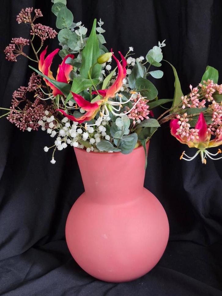 Hoornvaas des pots mat glas mondgeblazen, Huis en Inrichting, Woonaccessoires | Vazen, Zo goed als nieuw, Minder dan 50 cm, Ophalen of Verzenden