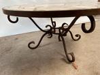 Brutalist salontafel smeedijzer marmer mozaiek vintage, Ophalen, 100 tot 150 cm, Rond, 50 tot 100 cm