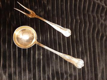 Brocante soeplepel vleesvork  beschikbaar voor biedingen