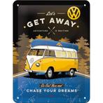 Lets get away volkswagen bulli relief reclamebord van metaal, Verzenden, Nieuw, Auto's
