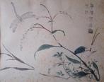Japanse houtsnede bloesemtak met insect, Antiek en Kunst, Kunst | Etsen en Gravures, Ophalen of Verzenden