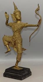 Uniek Thais brons Rama beeld met boog & pijl 25cm, Antiek en Kunst, Ophalen of Verzenden, Brons