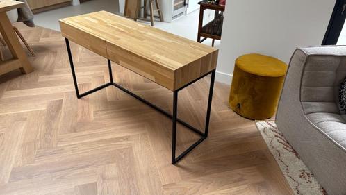 Eiken dressoir / bureautje met wandplank -  130 x 45 cm, Huis en Inrichting, Kasten | Dressoirs, Zo goed als nieuw, 100 tot 150 cm