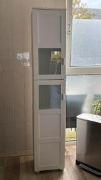 Witte Vitrinekast met Glazen Deuren, Huis en Inrichting, Ophalen, Minder dan 50 cm, Gebruikt, Glas